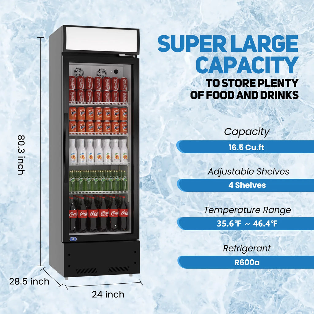 24" Commercial Glass Door Beverage Refrigerator with Adjustable Shelves D220669