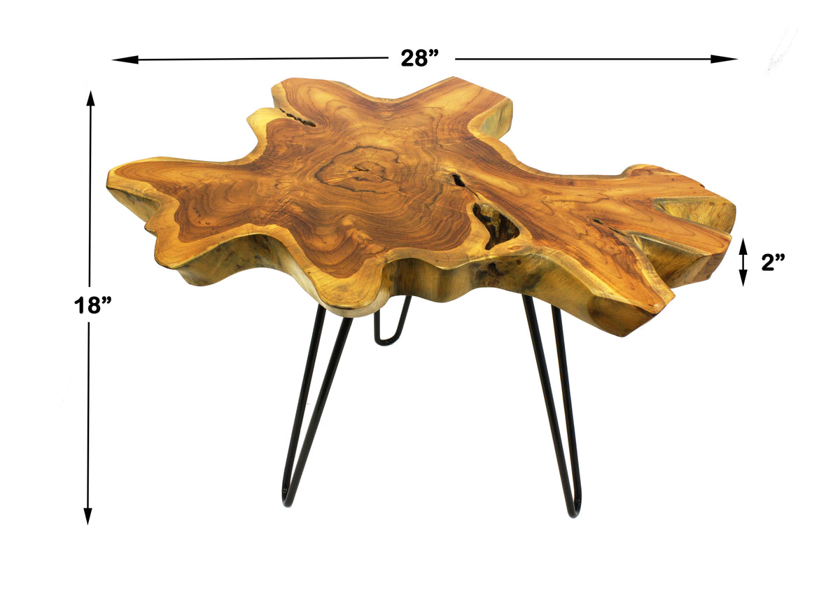 Live Edge Teak Wood Side Table Y335696