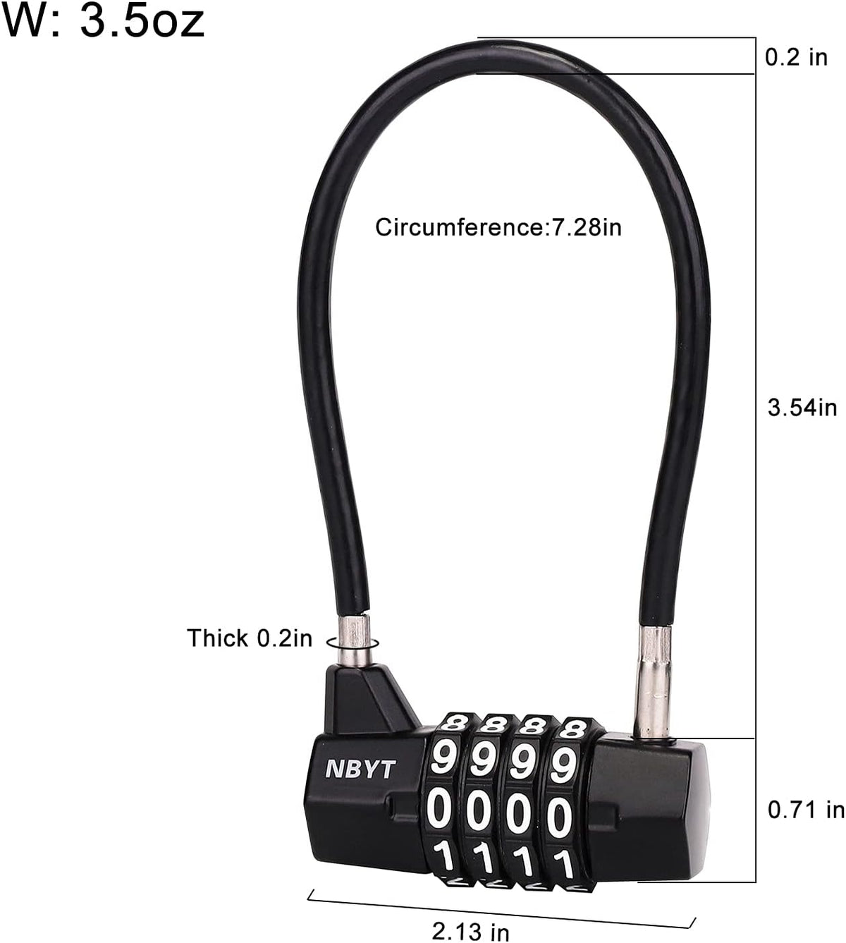 4 Digit Combination Padlock with Long Shackle I93809