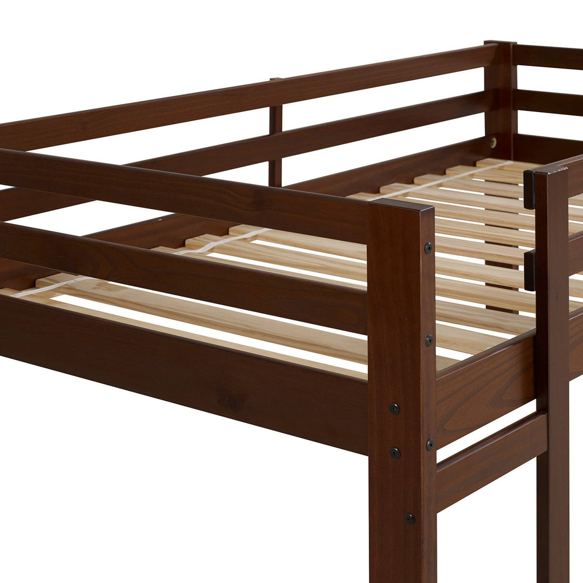 Twin Solid Wood Low Loft Bed Walnut J89116