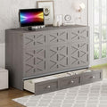 Full Size Solid Pine Murphy Bed with USB and Storage Drawer R627083