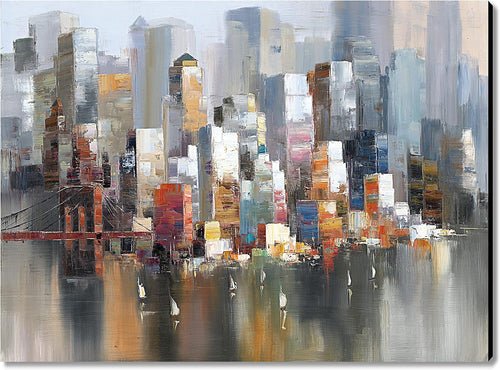 24x36 Inch Colorful Abstract Cityscape Canvas Wall Art V272687