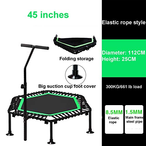40 Inch Fitness Trampoline with Adjustable Handle Bar, Max Load 600Lbs O756665