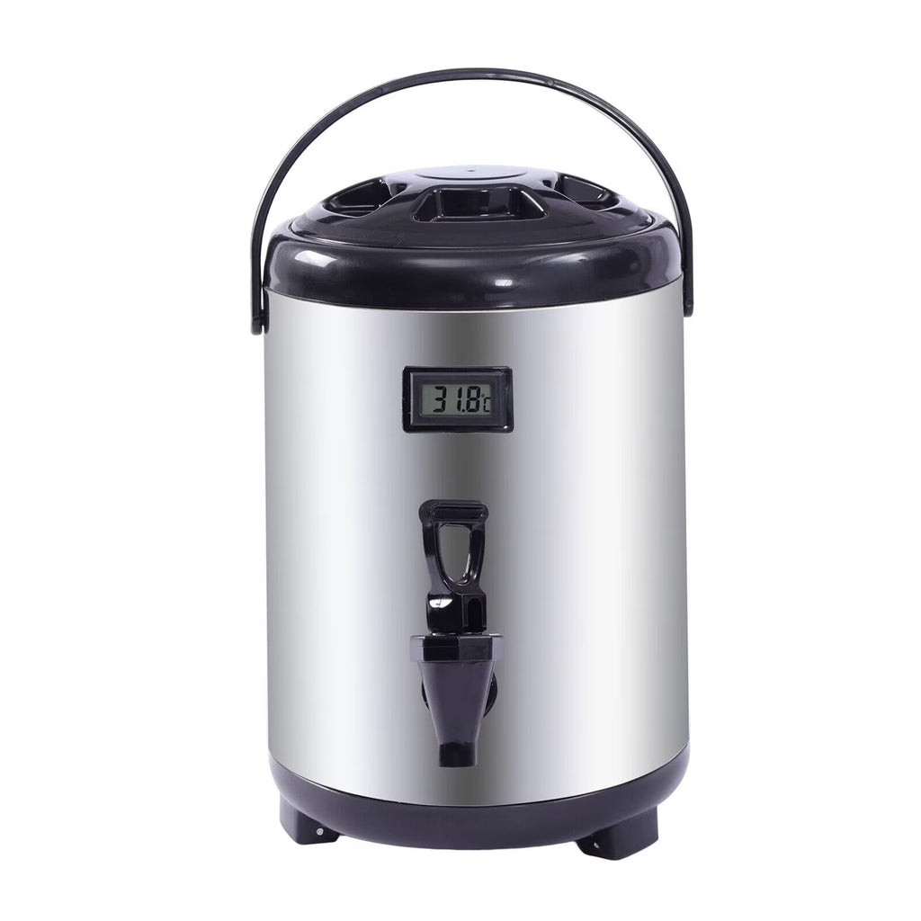 Silver Insulated Beverage Dispenser with Spigot, 2.1 gal Stainless Steel E147353