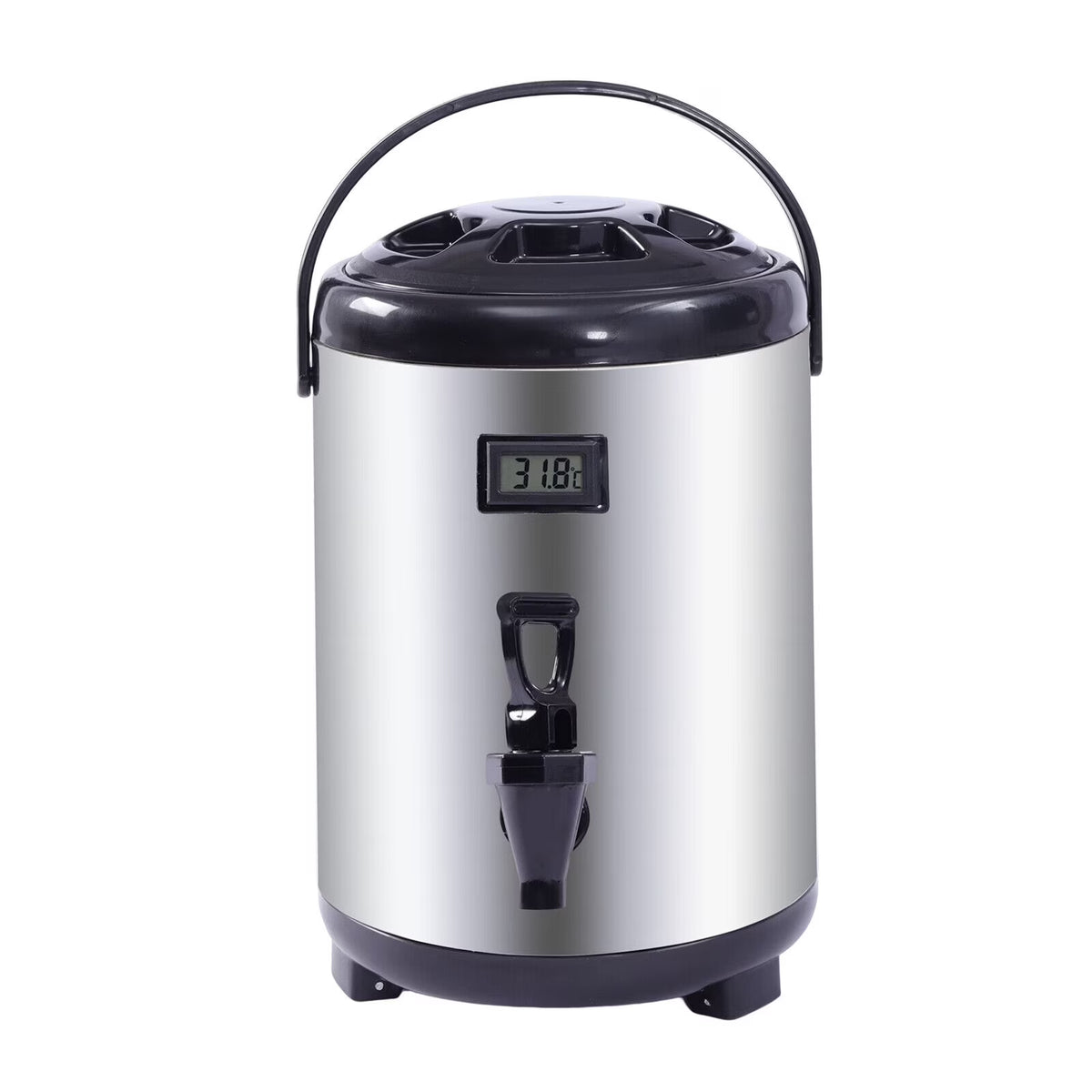 Silver Insulated Beverage Dispenser with Spigot, 2.1 gal Stainless Steel E147353