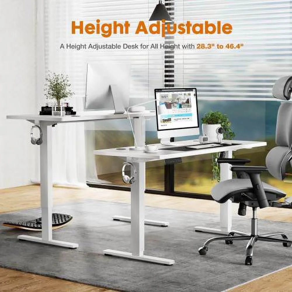 White Electric Height Adjustable Standing Desk W87497