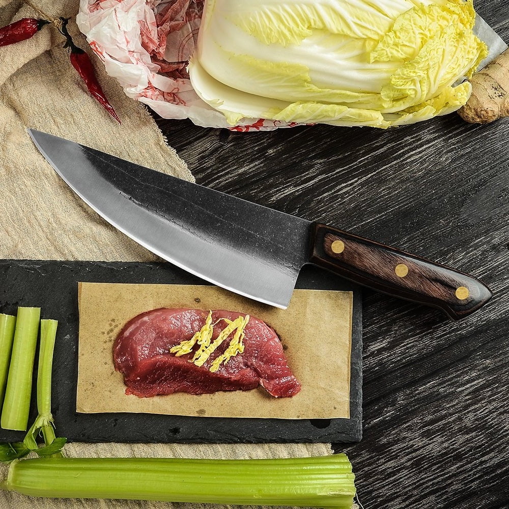 Hand Forged Butcher Knife with Leather Sheath M127