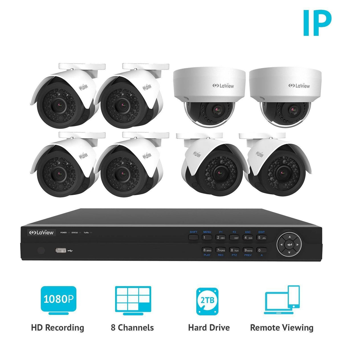 8 Camera 1080p IP PoE Security System with 2TB HDD White S749626