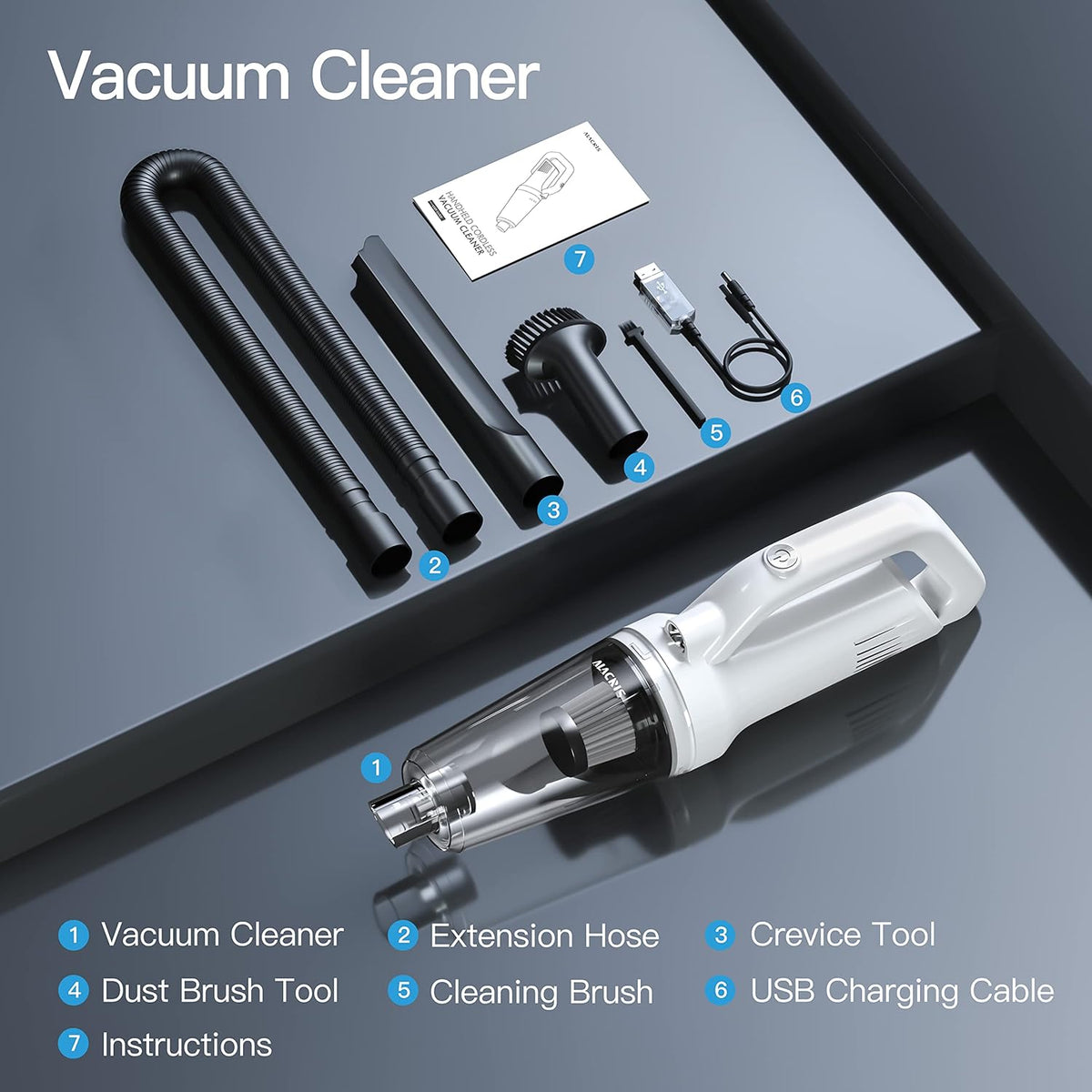 Handheld Cordless Vacuum with Washable Stainless Steel Filter I952