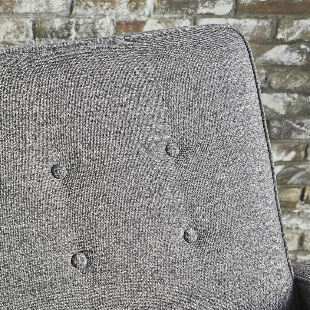 Grey Black Buttoned Fabric Reclining Loveseat J7686