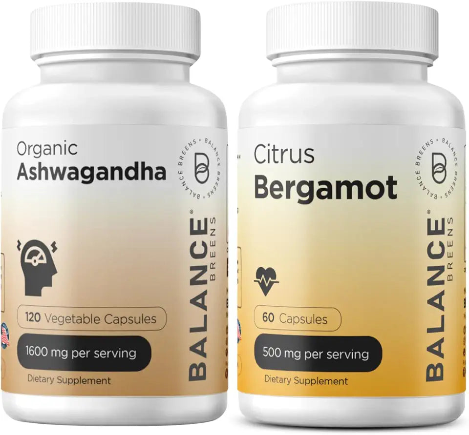 Organic Ashwagandha 1600 mg Citrus Bergamot 500 mg Supplement Combo M845
