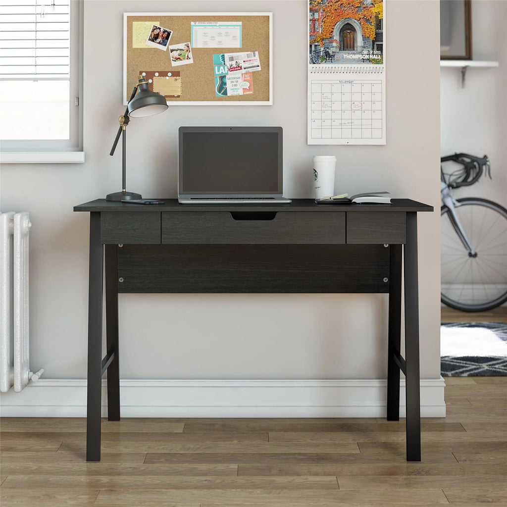 Black Oak Computer Desk with Drawer U695