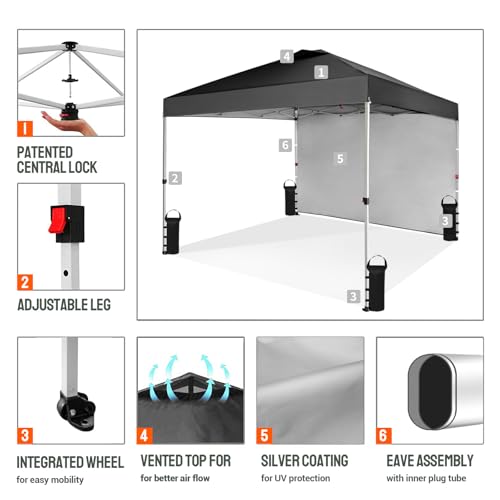 10x10 Pop Up Canopy with 1 Side Wall White I488