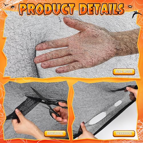 8 Pcs Giant Spider with Stretchy Netting Spiderweb Set L97178