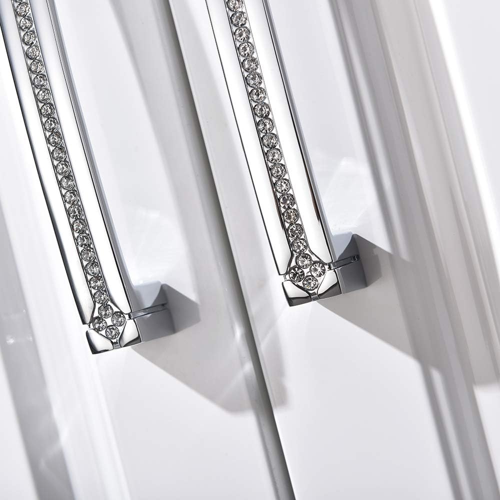 Polished Chrome Cabinet Handles with Screws, 128mm Hole Center, 2 Pack D7068