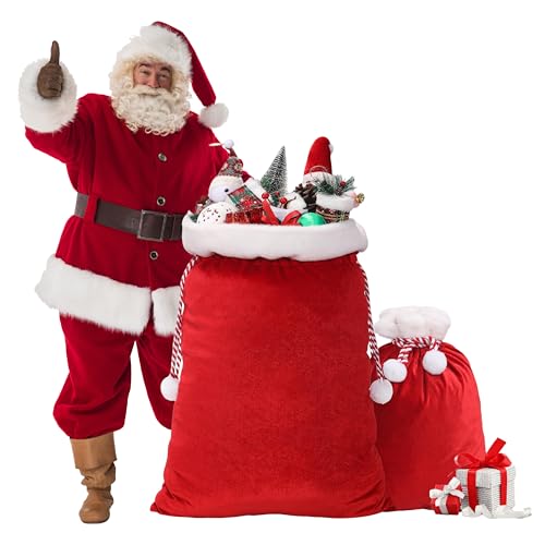 2 Pcs Christmas Velvet Drawstring Bags T8269