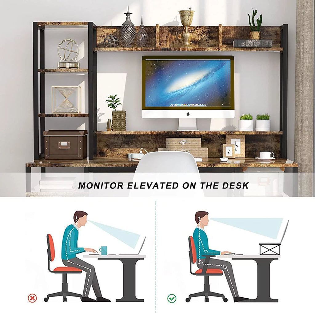55" Computer Desk with Hutch and Storage Shelf Z786145