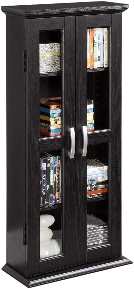 4 Tier Grey Bookshelf Cabinet with Doors J49279