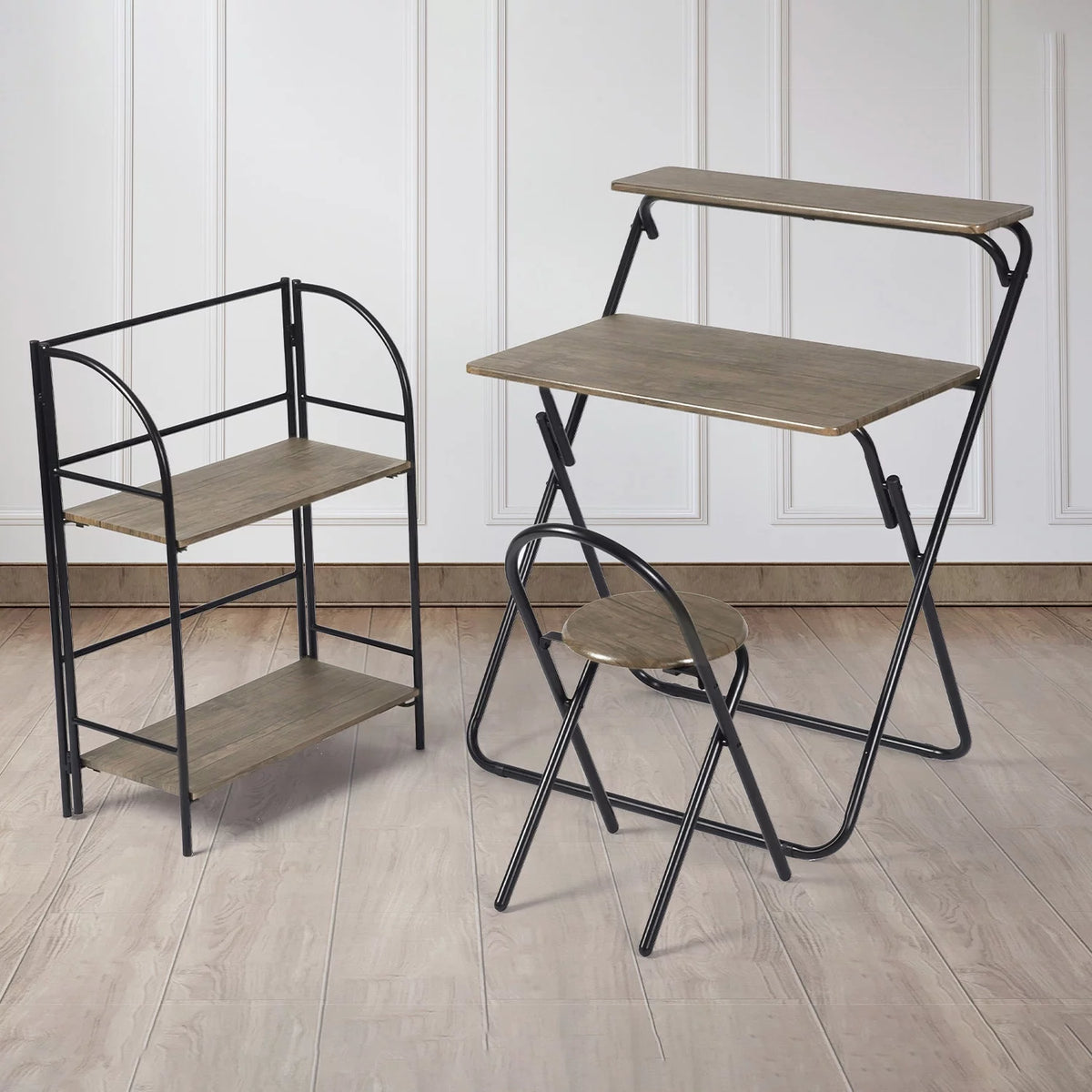 3 Pieces Kids Study Desk Chair Set with Bookshelf L450