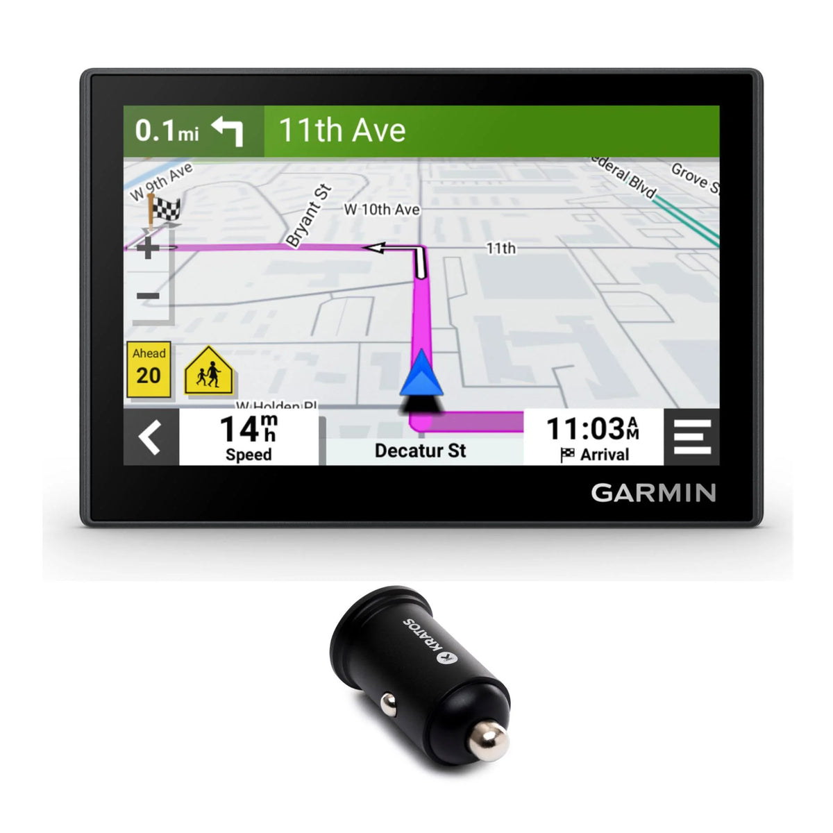 GPS Navigator with 2-Port Car Charger F943039