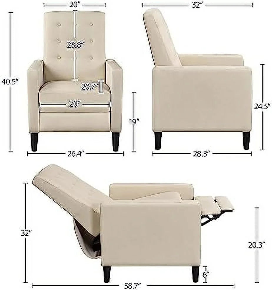 Fabric Recliner Chair with Thicker Seat Cushion Pocket Spring Z765