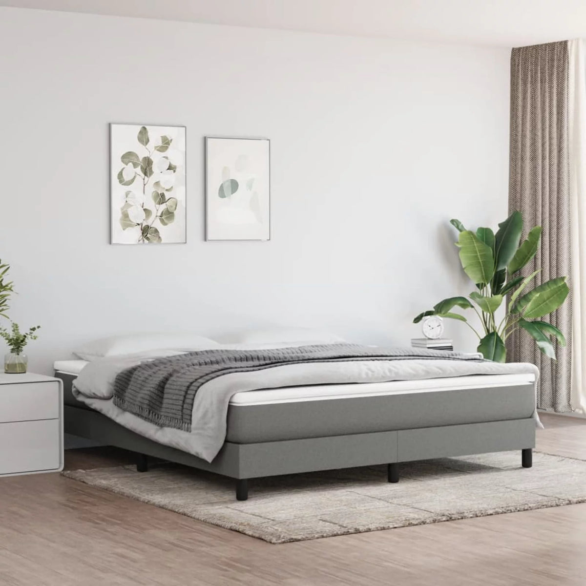 Dark Gray Pocket Spring California King Fabric Bed E867638