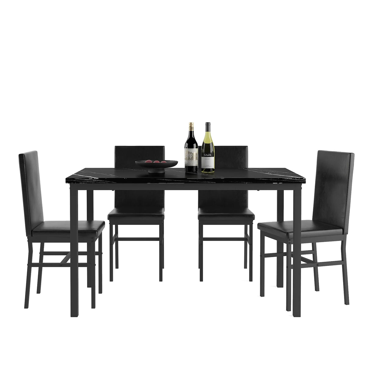 5 Piece Black Dining Table and Chairs Set E426