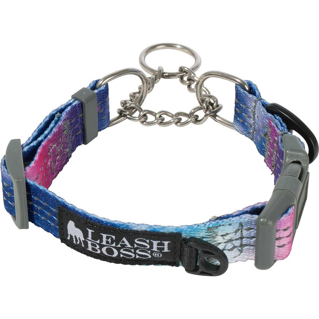 Patterned Reflective Chain Martingale Dog Collar Z7810
