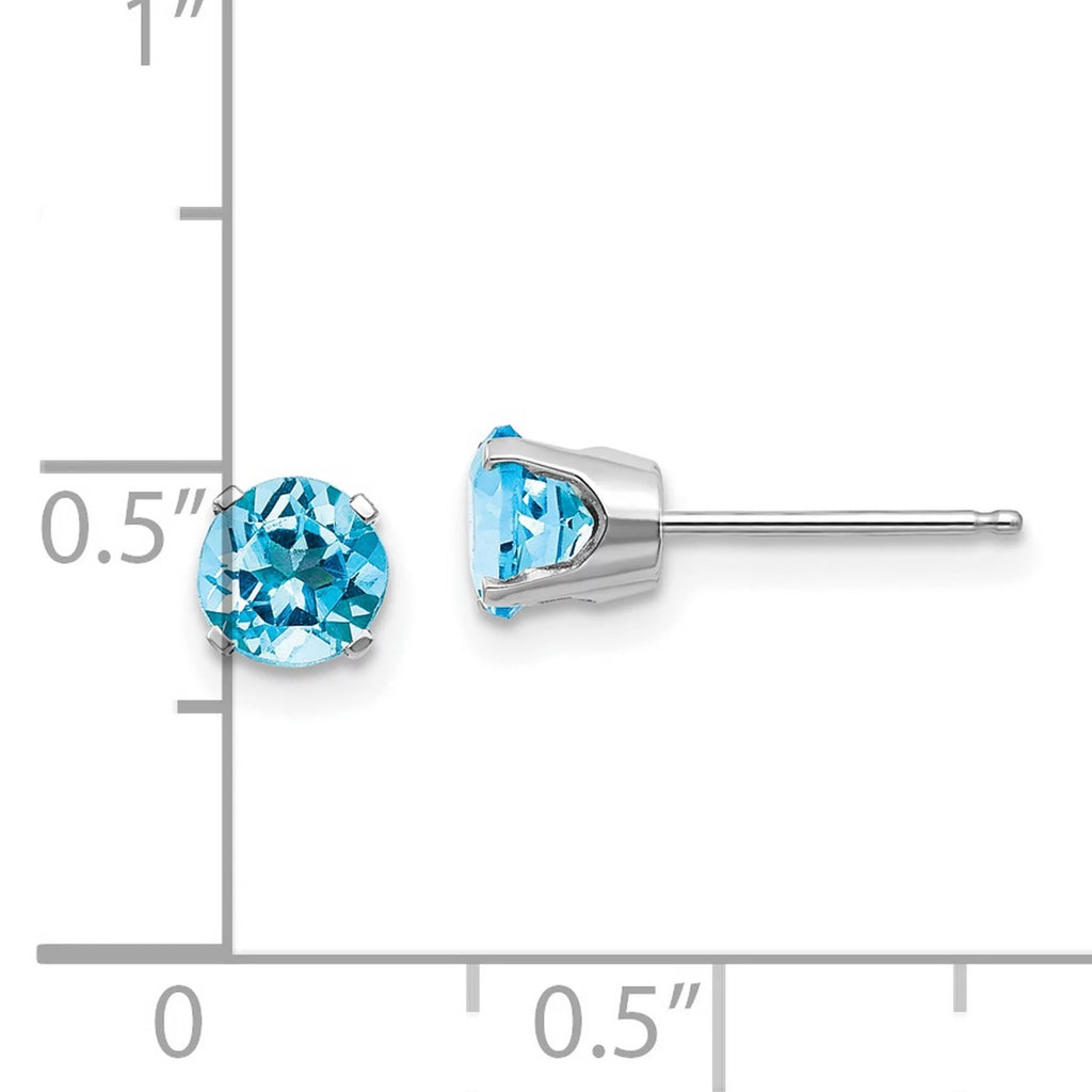 14k White Gold 5mm Blue Topaz Stud Earrings X7544