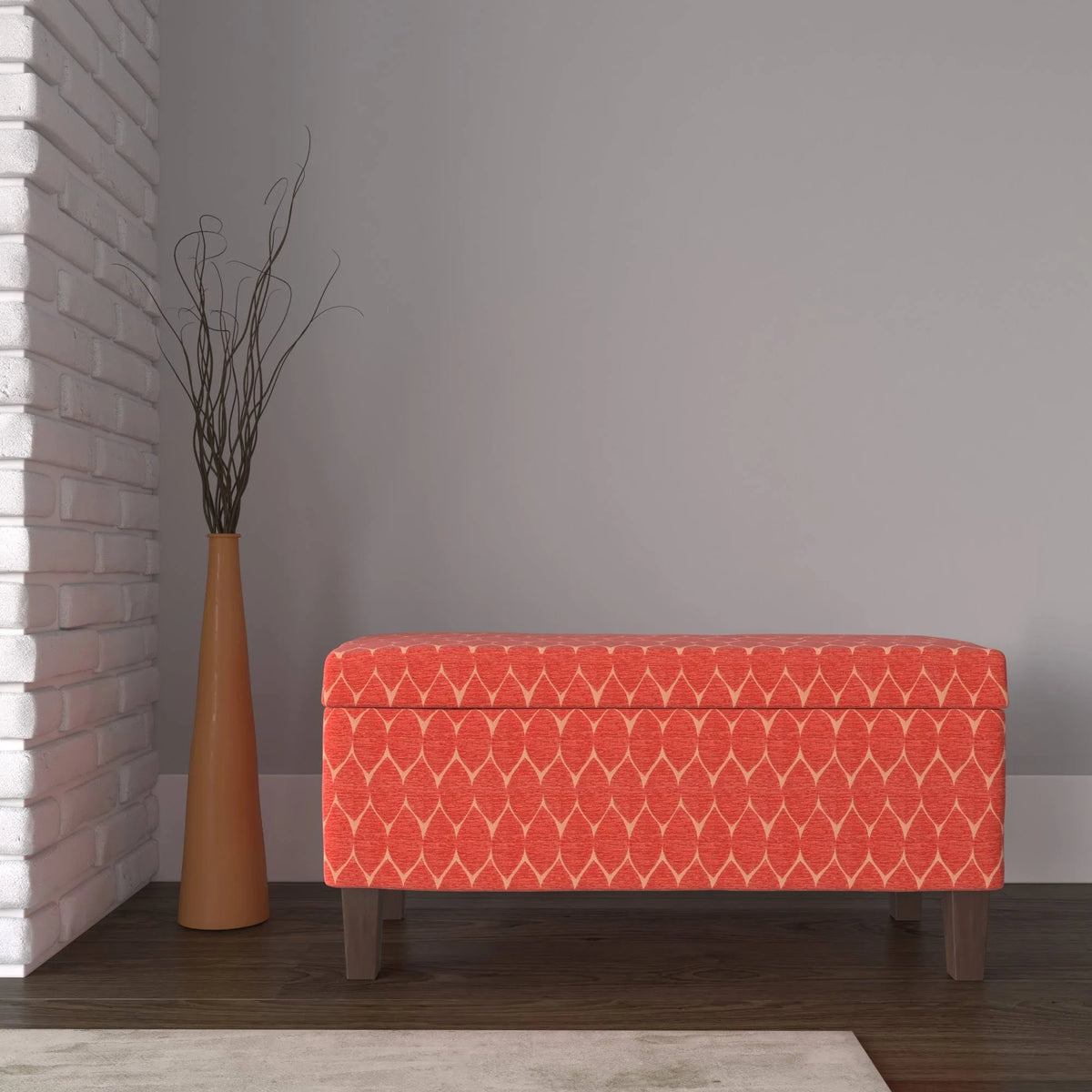Orange Textured Storage Bench L18171