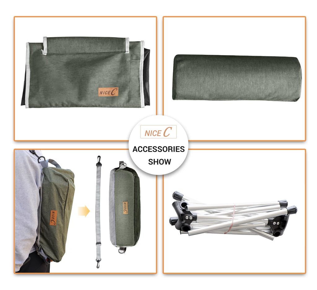 Ultralight High Back Folding Camping Chair with Headrest and Carry Bag, 2 Pack U298672