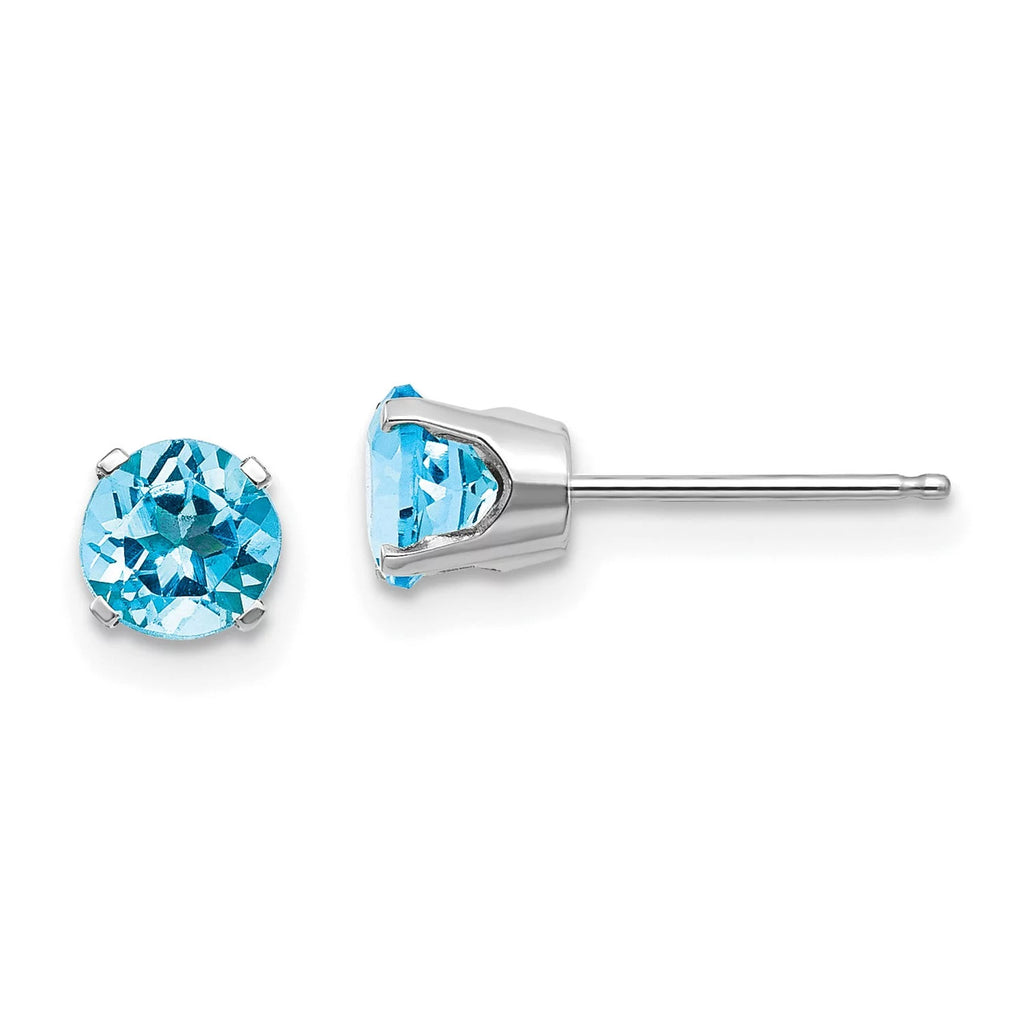 14k White Gold 5mm Blue Topaz Stud Earrings X7544