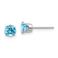 14k White Gold 5mm Blue Topaz Stud Earrings X7544