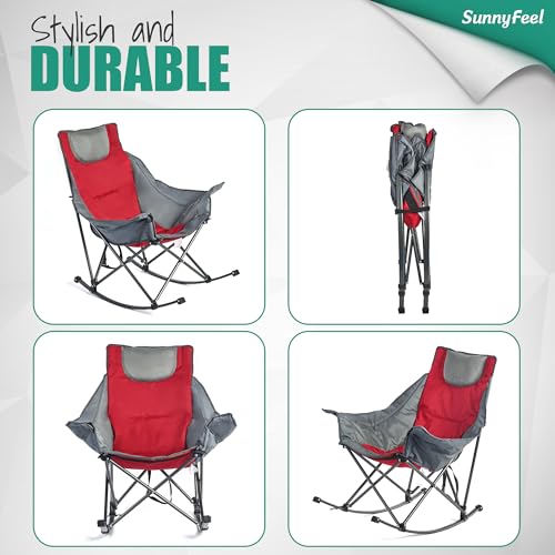 Oversized Padded Rocking Camping Chair with Side Pocket O9046