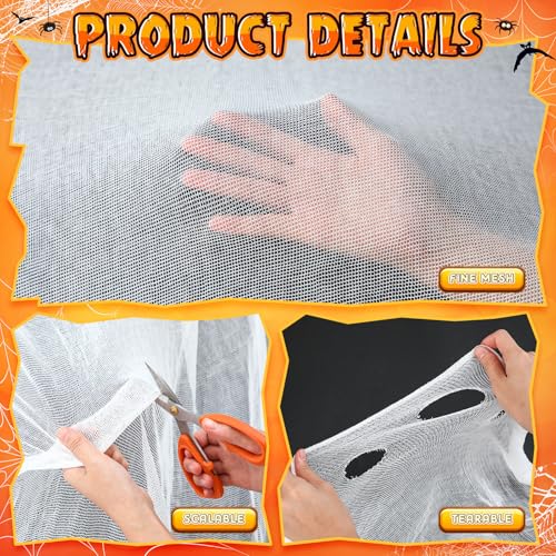 8 Pcs Giant Spider with Stretchy Netting Spiderweb Set L97178