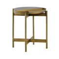 Grey Concrete End Table with Antique Brass E324