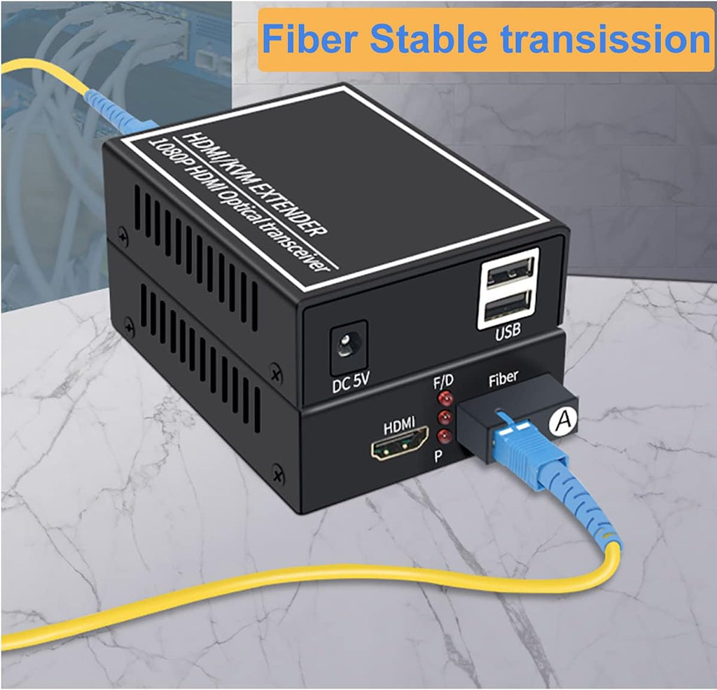 HDMI Extender Over Fiber Optic Cable up to 20Km, 1080P, 1 Transmitter and 1 Receiver D3758