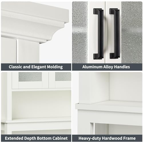Espresso Over The Toilet Storage Cabinet with Glass Doors and Adjustable Shelf A97143