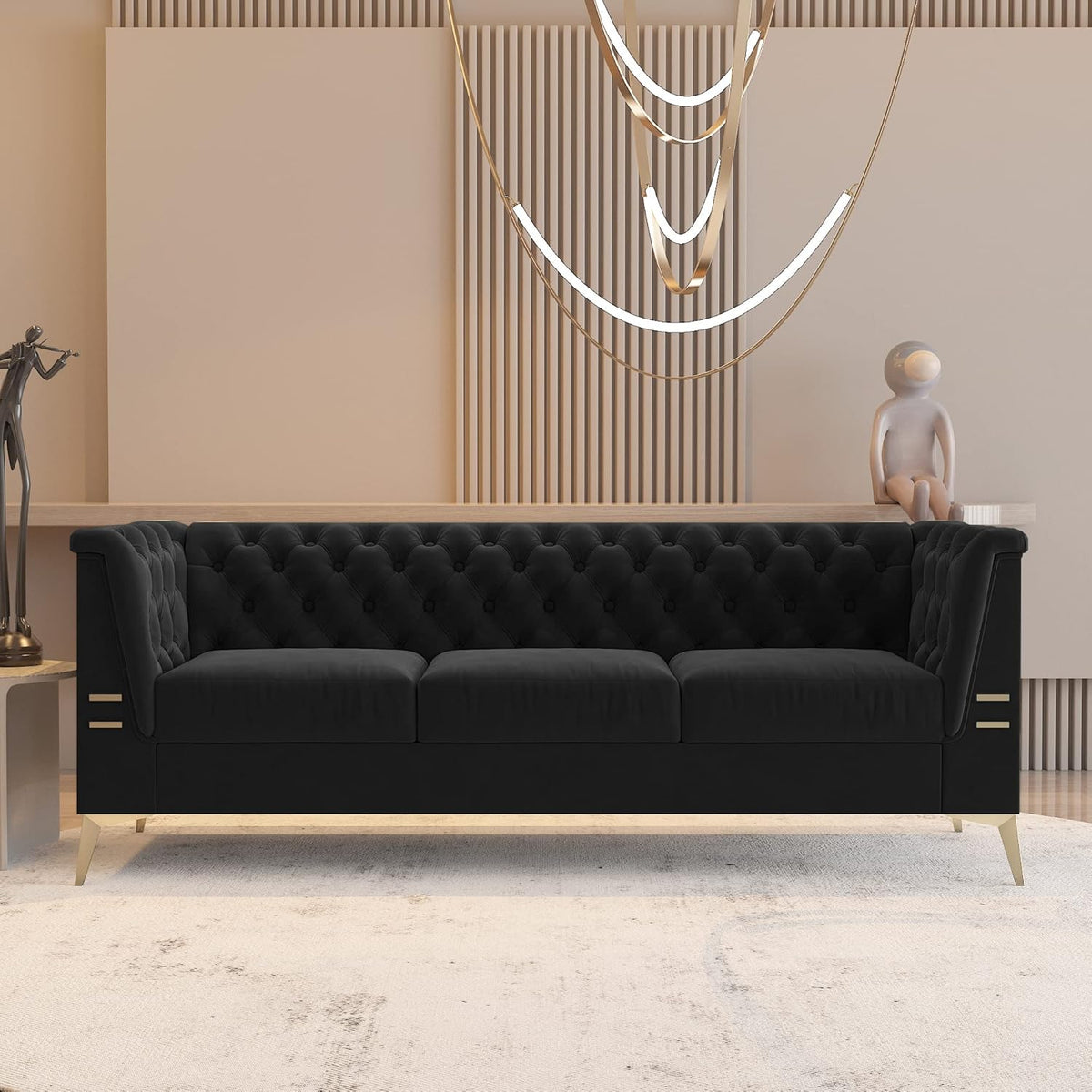 Dark Grey Velvet Chesterfield 3 Seater Sofa Q2950