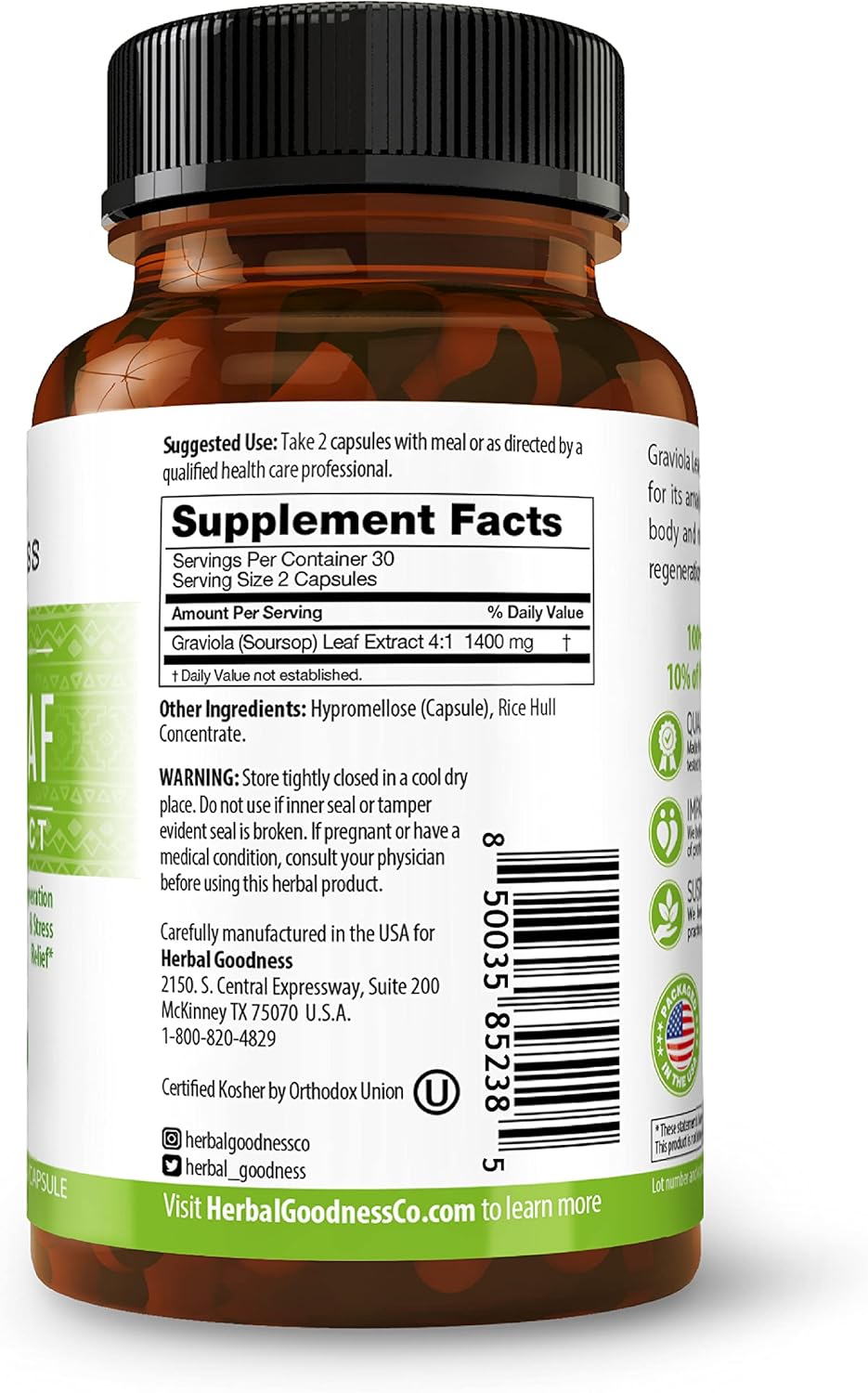 Graviola Soursop Capsules 60ct 700mg Per Serving F36759