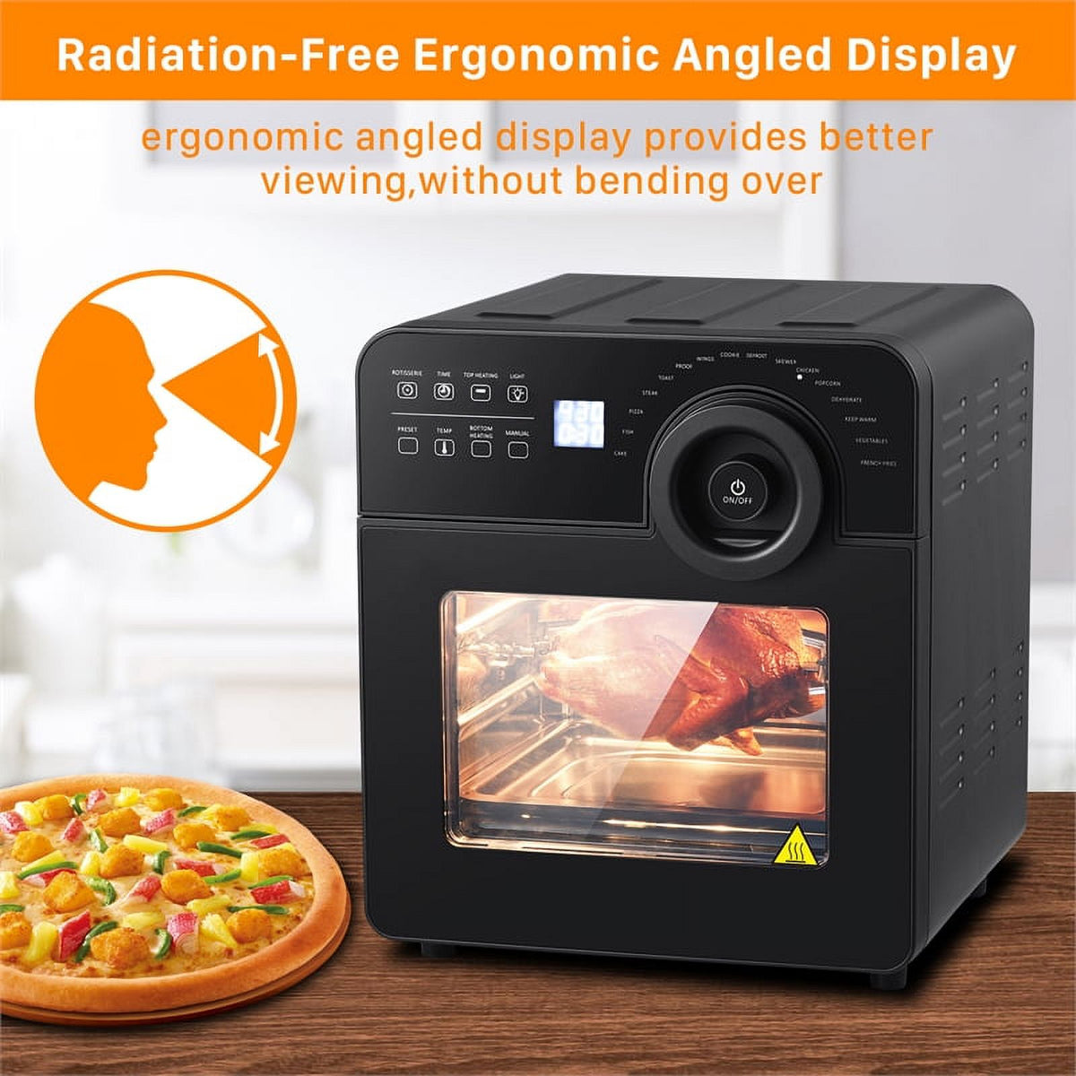 Black 16-in-1 Digital Air Fryer Oven with Rotisserie and Dehydrator R85934