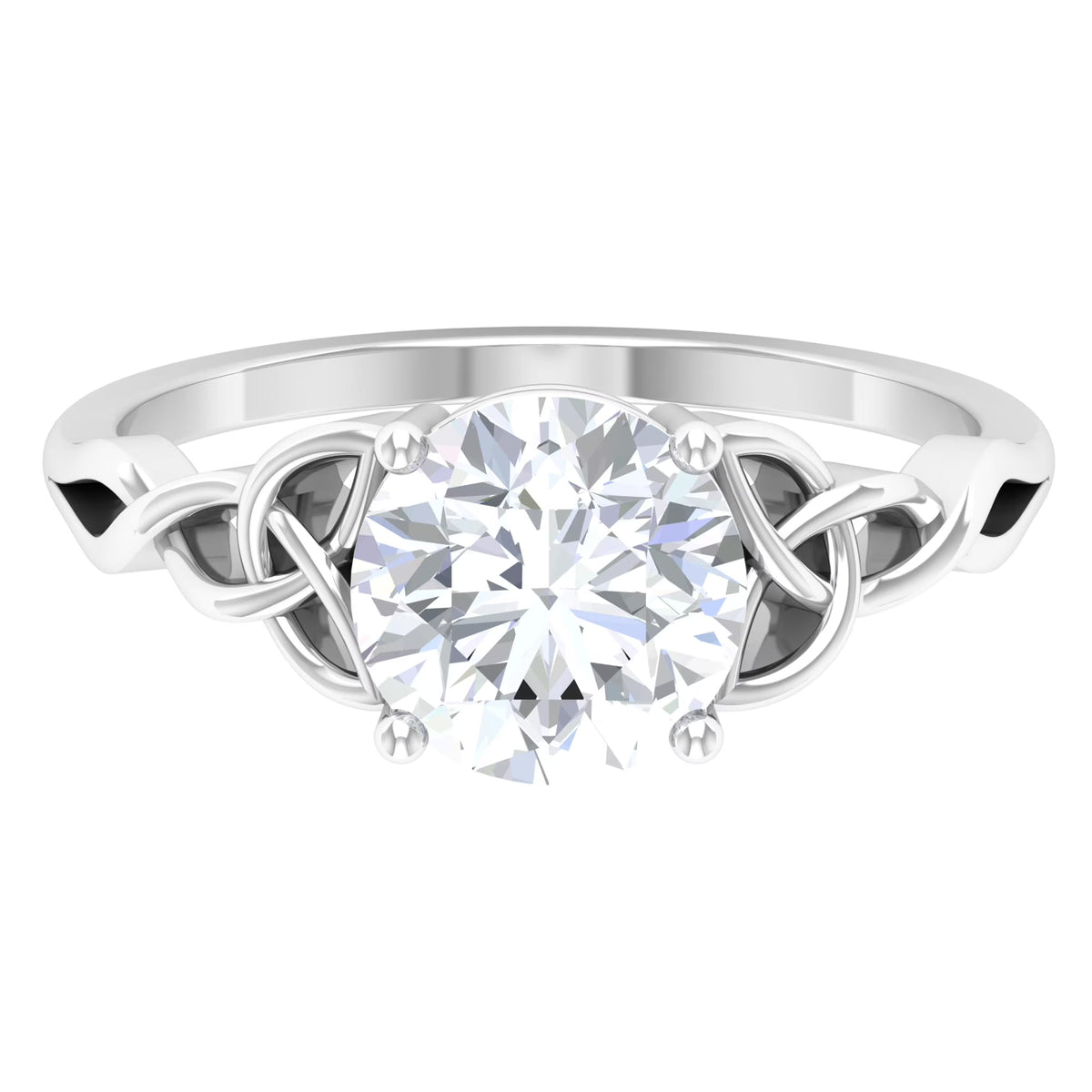 18K White Gold Moissanite Celtic Knot Engagement Ring D72710