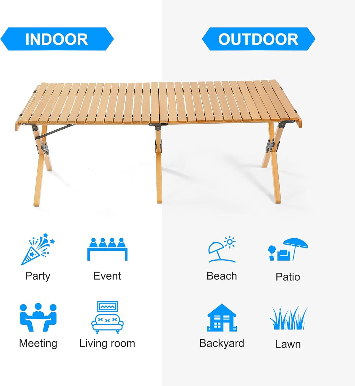 4ft Foldable Wooden Picnic Table with Carry Bag S290