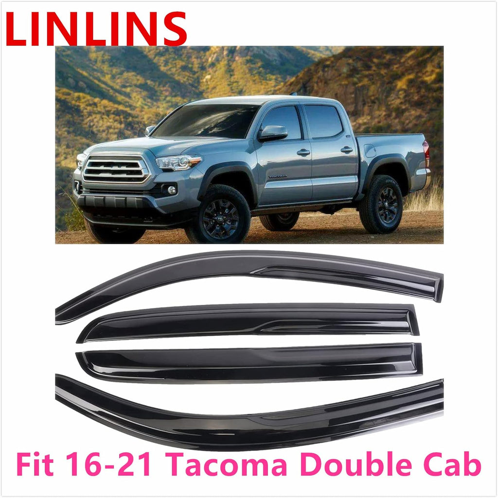 Smoke Window Deflectors Sun Rain Guard Vent Shade for Tacoma Double Cab W938565