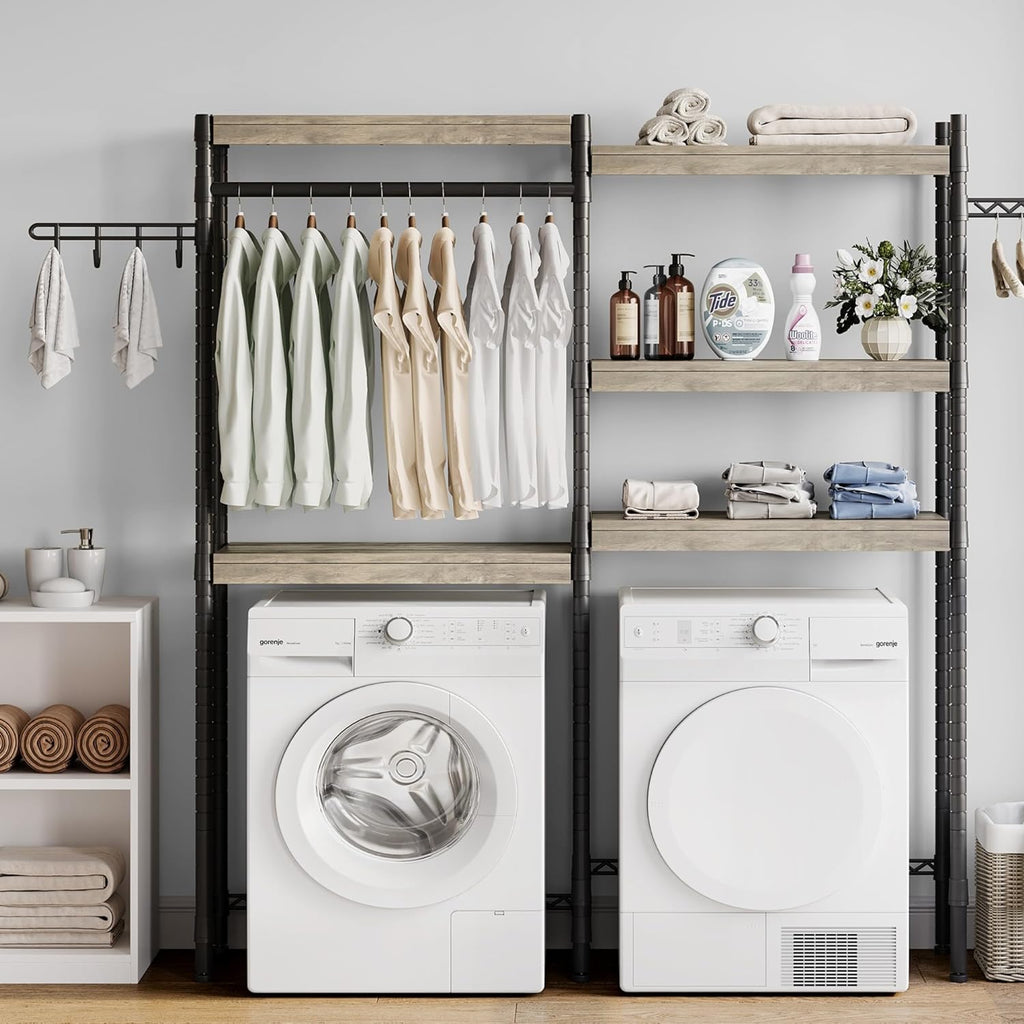 5-Tier Wood Over The Washer and Dryer Laundry Drying Clothes Racks M252057