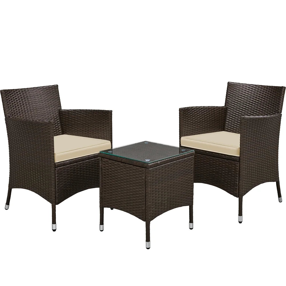 3-Piece Bistro Set with Rattan Chairs and Table H412