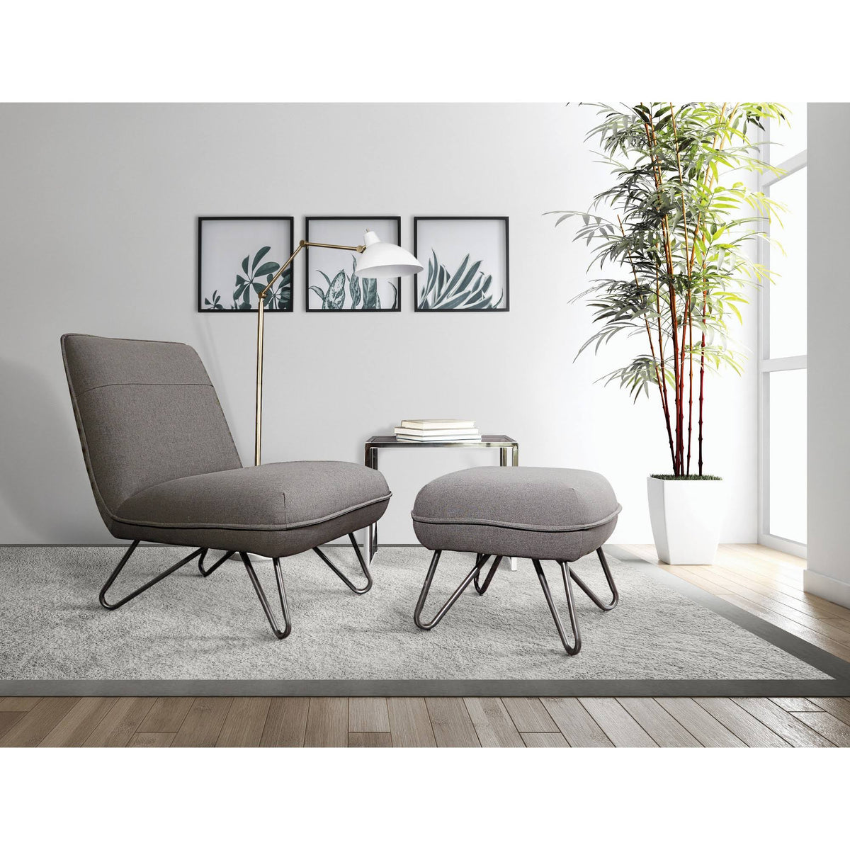 Grey Chair and Ottoman J911