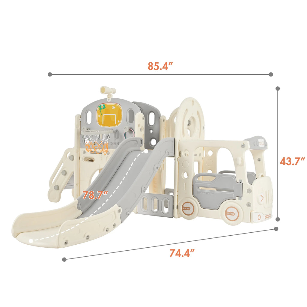 9 in 1 Kids Slide Playset with Basketball Hoop W87902