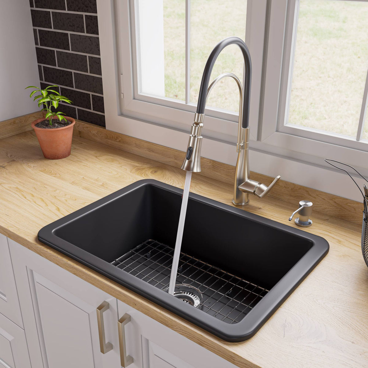 Black Matte Fireclay Kitchen Sink K819164