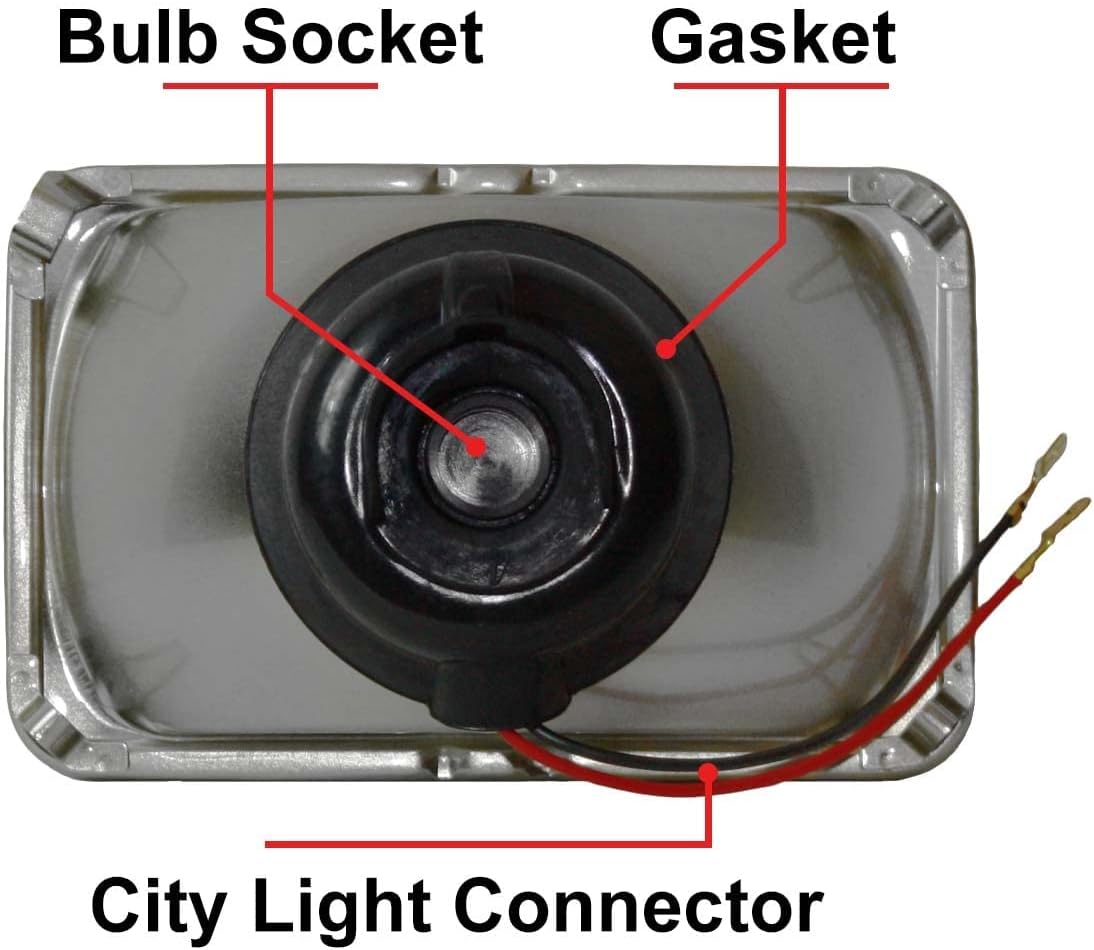 4x6 Rectangular Conversion Headlights Kit Sealed Beam Glass Lights with Halogen High/Low Bulbs 60/55w 9003/H4 Pack of 2 Y446